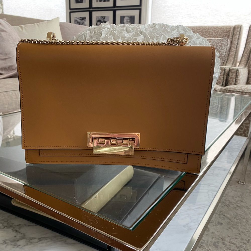 Beautiful camel Zac Posen bag with gold chain and gold hardware